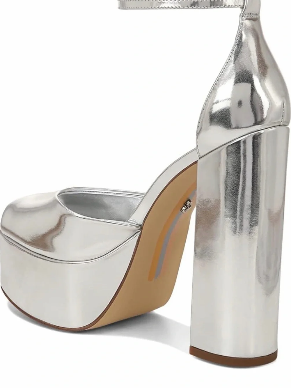 Sam Edelman Metallic Silver Platform Ankle-Strap Sandals